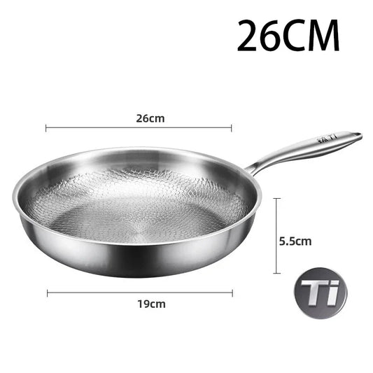 German Titanium Steel Frying Pan Uncoated Non Stick Pan Fish Scale Hammer Pattern Household Steak Frying Pan Kitchen Cookware
