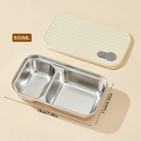 WORTHBUY 304 Stainless Steel Lunch Box With Lid Portable Fruit Salad Food Container Stackable Leak Proof Bento Box For Student