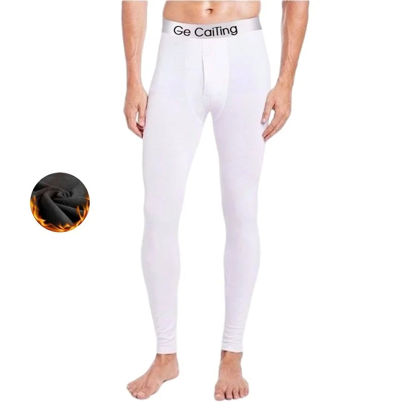 Thermal Underwear Men Thin Fleece Leggings Elastic Underpants Solid Color Render Pants Slim Men Clothing Soft