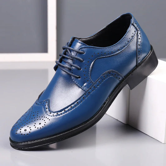 Handcrafted Men's Oxford Shoes, Genuine Calfskin Leather Brogue Dress Shoes, Classic Business Formal Shoes for Men