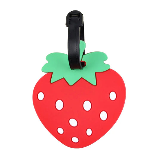 Cute Strawberry Travel Luggage Tags Baggage Name Tags Suitcase Address Label Holder Silicone Luggage Tag Travel Accessories