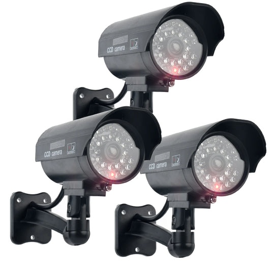 ALARMEST Fake Camera Dummy Waterproof Security CCTV Surveillance Camera with Flashing Red LED Light for Outdoor and Indoor Use