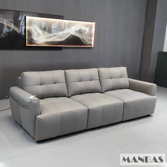 MINGDIBAO Electric Convertible Sofa Bed Italian Genuine Leather Sleeper Couch Multifunction Folding Sofas Beds for Cinema Room