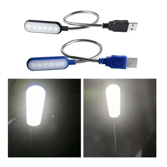 Luz de libro USB portátil, Mini lámpara LED de mesa de lectura, luces nocturnas flexibles de 6led, lámpara de libro para ordenador portátil, Notebook, PC y ordenador