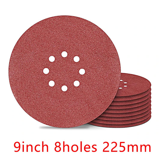 225mm 9inches 8 Hole Wall Sander Sandpaper Woodworking Metal Grinding Disc Abrasive Polishing Tool 40-2000 Grit Sanding Discs