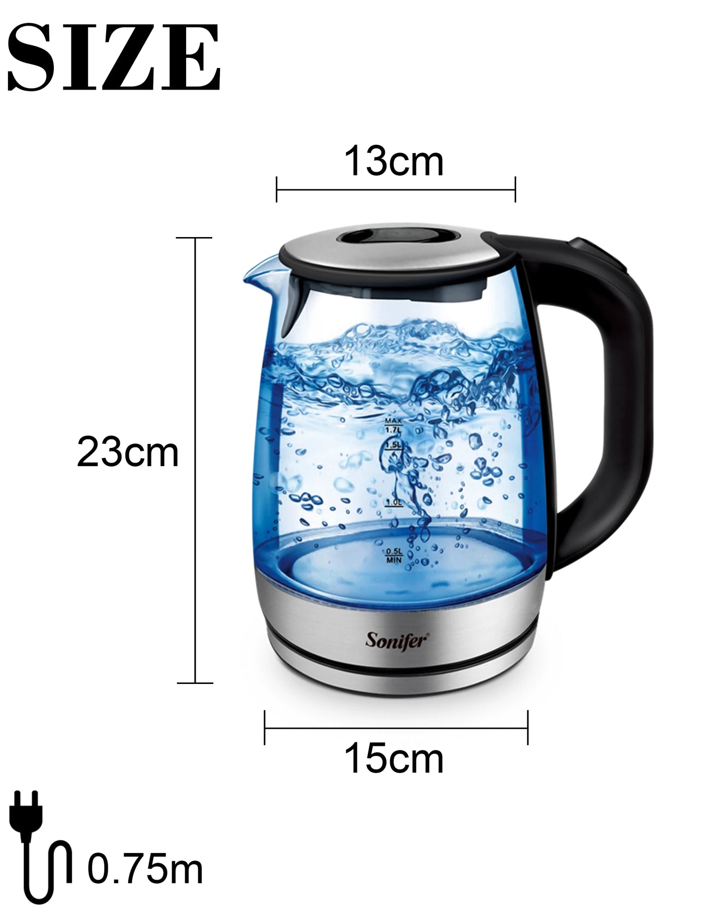 Glass Electric Kettle With Led Lighting 2200W Health Preserving Pot Kettle Kitchen Appliances Quick Boiling Without BPA Sonifer