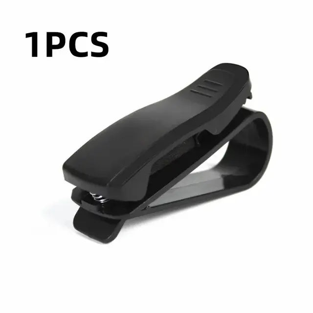 2 unidades de visera universal para coche, caja para gafas, clip para gafas de sol, tarjetero, cierre para billetes, estuche para bolígrafos, accesorios para gafas.