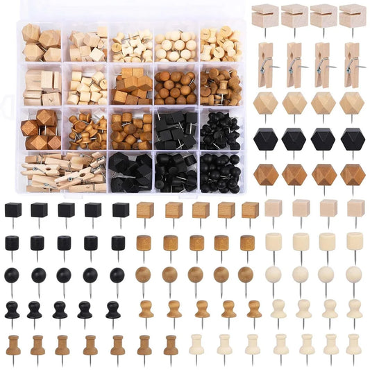 Zxiixz Push Pins, Thumb Tacks, Decorative Push Pins for Cork Board Wooden Thumb Tacks for Wall Hangings, Bulletin Boards