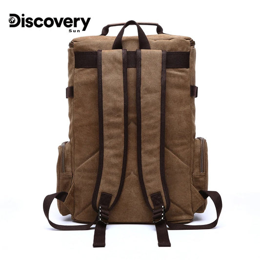 DISCOVERY-SUN Multifunctional Canvas Backpack Casual Hiking Backpack Outdoor Sports Schoolbag Large Capacity Travel Backpack