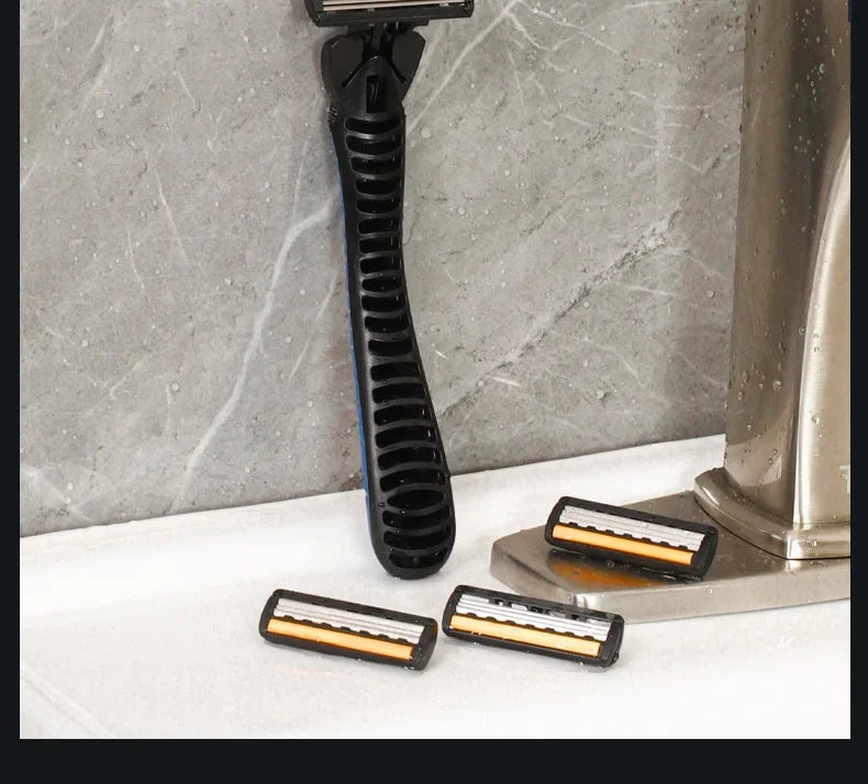 Maquinilla de afeitar de diseño nuevo para hombres, afeitadora de tres capas, afeitadora reutilizable, cuchilla importada, herramienta múltiple, cabezal de cambio