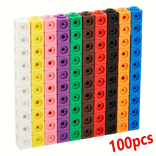 Square Particle Building Blocks Puzzle Toys, Early Education, Arithmetic, Mosaic Connecting, Creative, 2cm, 100 Pcs