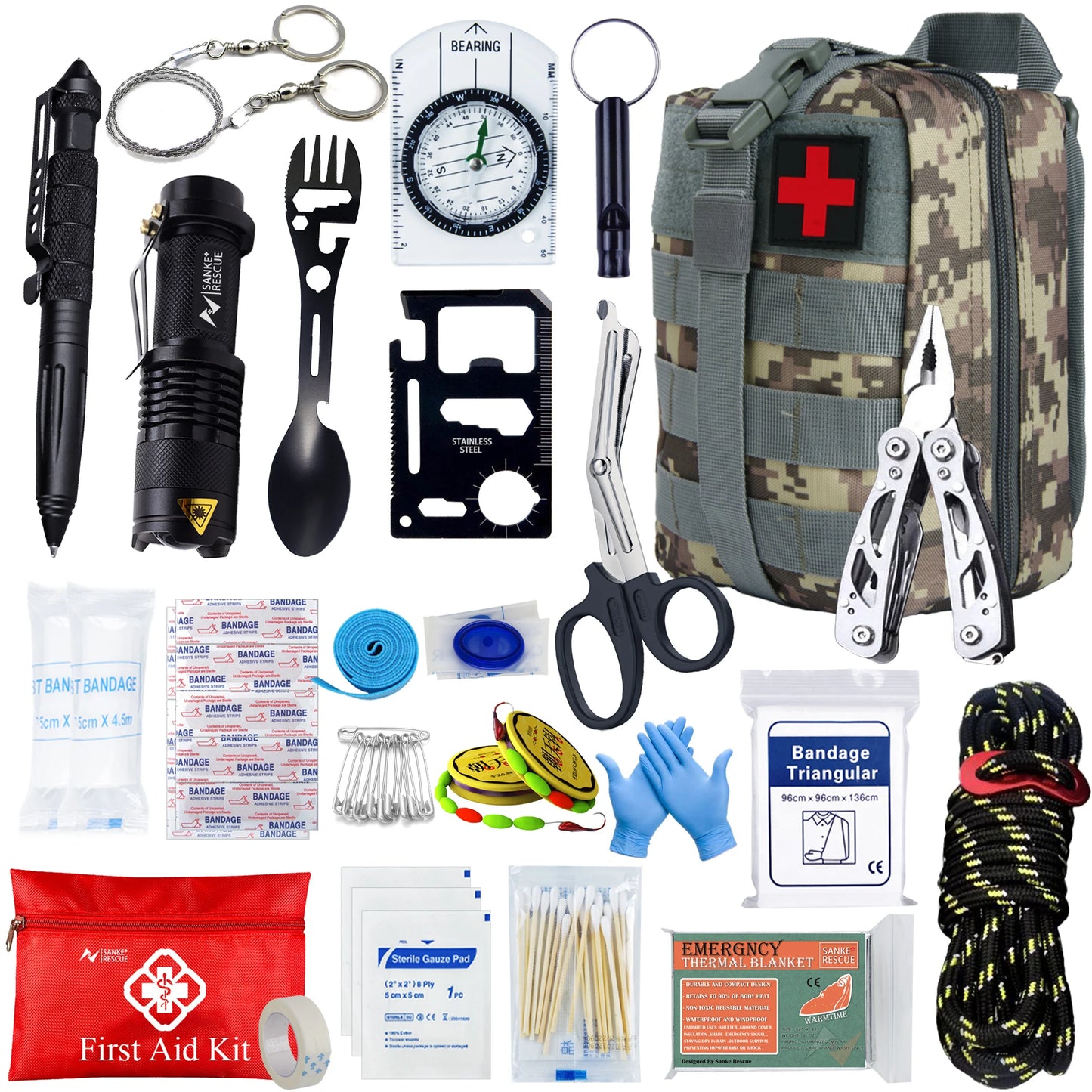 Kit de primeros auxilios táctico para coche, accesorios para supervivencia, equipo de acampada, maletín médico, bolsa EDC de autodefensa ifak