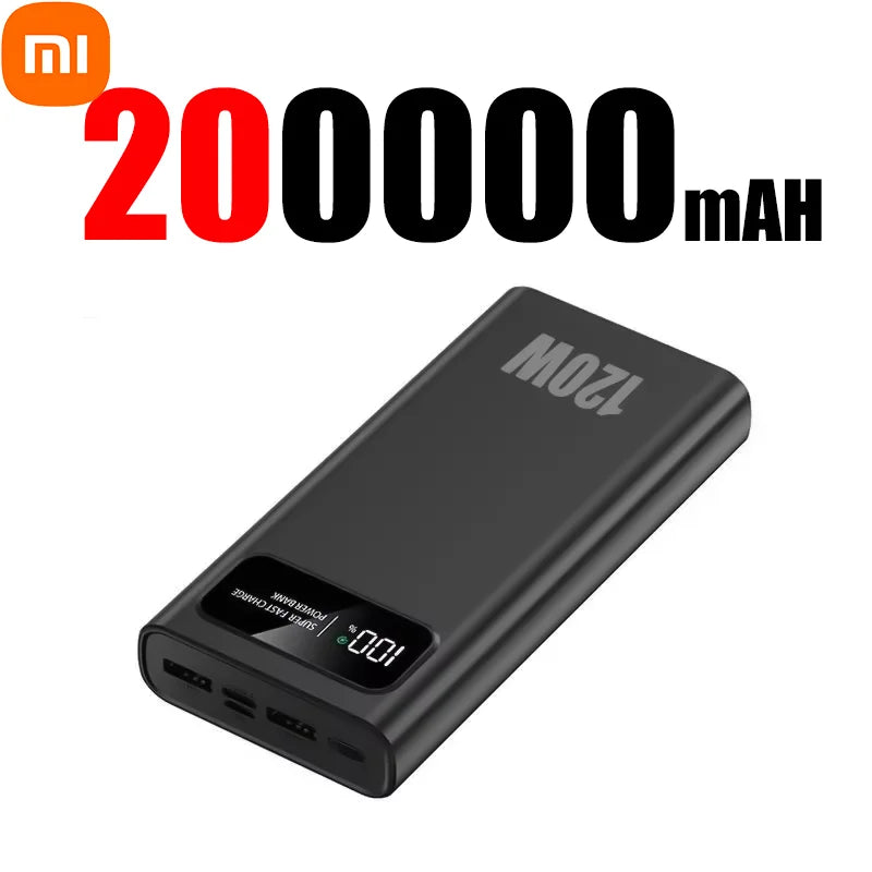 Xiaomi 120W Super Fast Charge 200000 mAh Large Capacity Power Bank Portable Mobile Power Bank for Apple Xiaomi Vivo Samsung