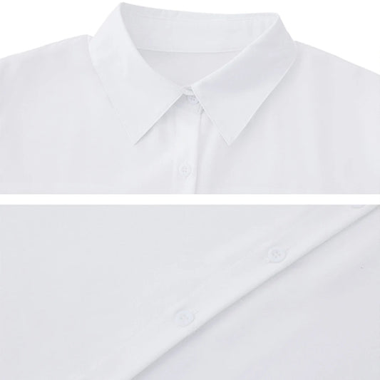 Women White Shirt Spring Elegant Chic Ladies Tops Oversize Basic Shirts Turn-down Collar Long Sleeve Button Up Loose Blouse