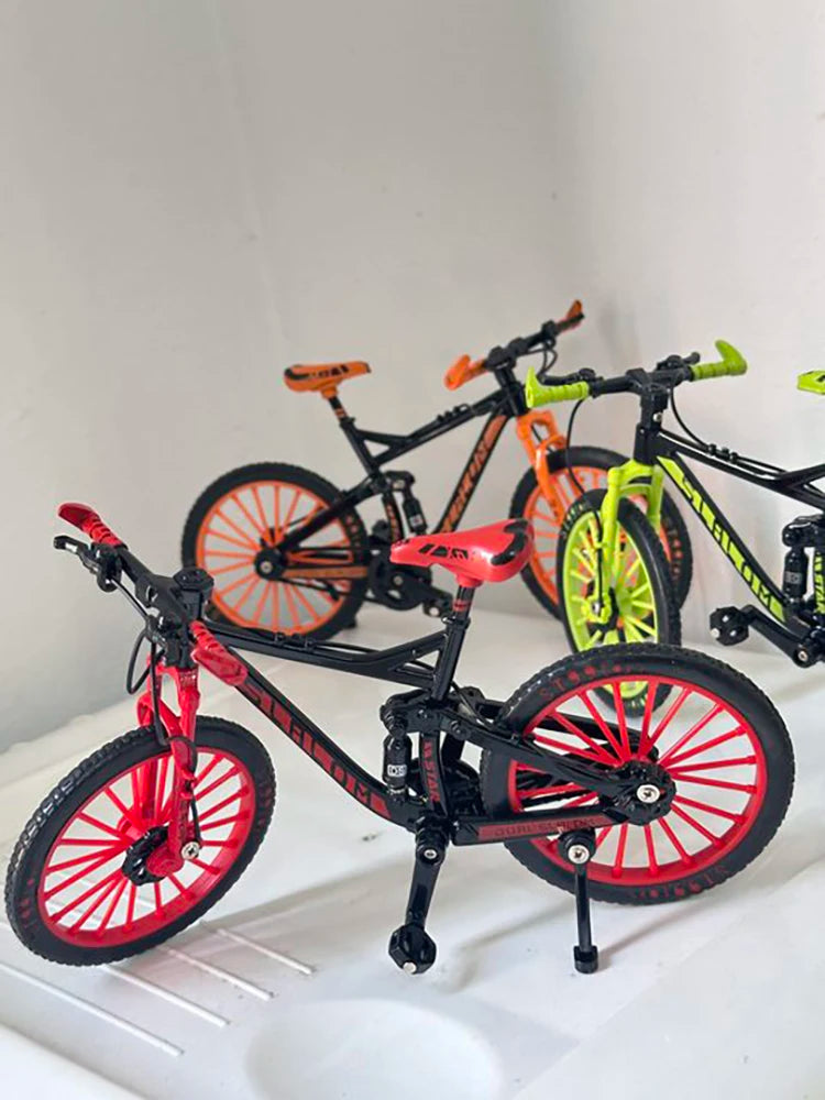 Mini bicicleta de aleación fundida a presión, escala 1:10, modelo de dedo de montaña, bicicleta de metal en miniatura, juguete de carreras, simulación de colección, juguetes para niños.