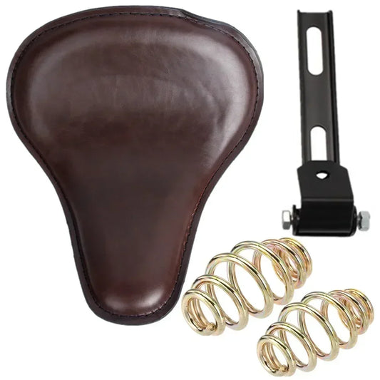 Motorcycle Universal Brown PU Solo Driver Seat Springs Bracket Mount Kit For Harley Honda Yamaha Suzuki Indian Triumph BMW ATV