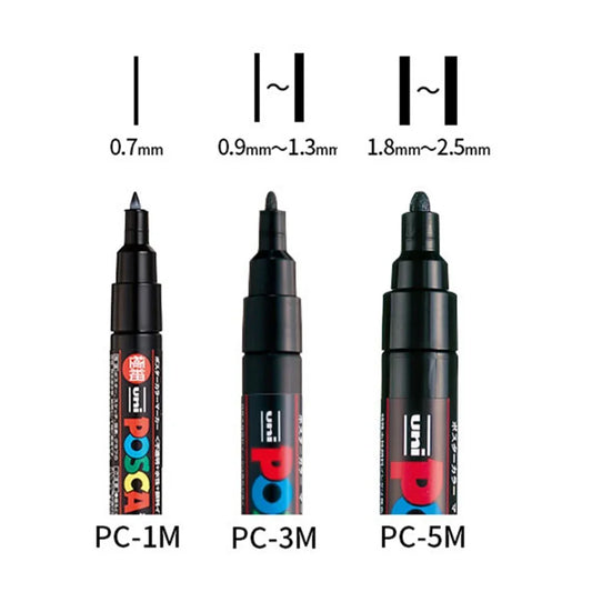 16pcs Japan UNI POSCA Markers Set Acrylic Graffiti Drawing Permanent Waterproof Children's Drawing PC-3M/1M/5M Art Supplies