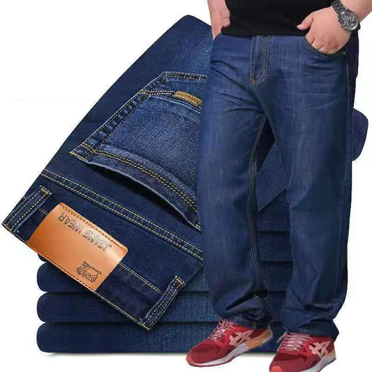 Mens Large Size Black Jeans 10XL Oversize High Waist Loose Trousers Husband Plus Size Loose Denim Trousers Blue Male Denim Pants