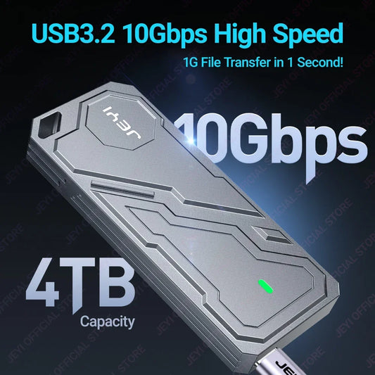 JEYI M.2 2280 NVMe SSD Enclosure RTL9210 Chip Support USB 3.2 10G UASP Trim External Hard Drive Case With Mecha Aluminum Shell