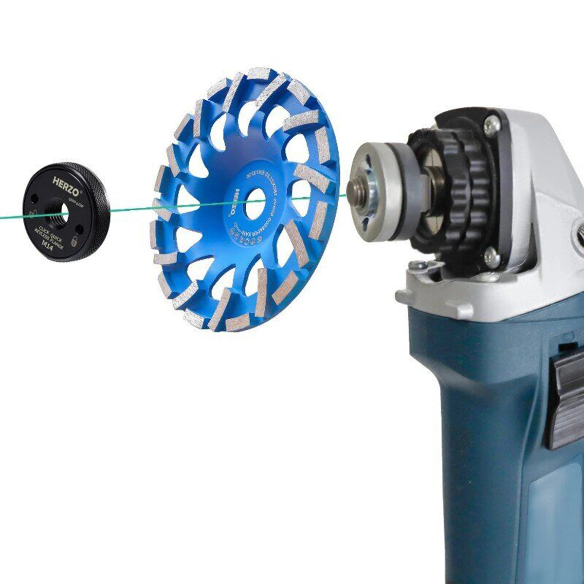 Disco de copa de diamante HERZO de 7"/180 mm con turbo segmentado para pulir hormigón, mampostería y mármol.