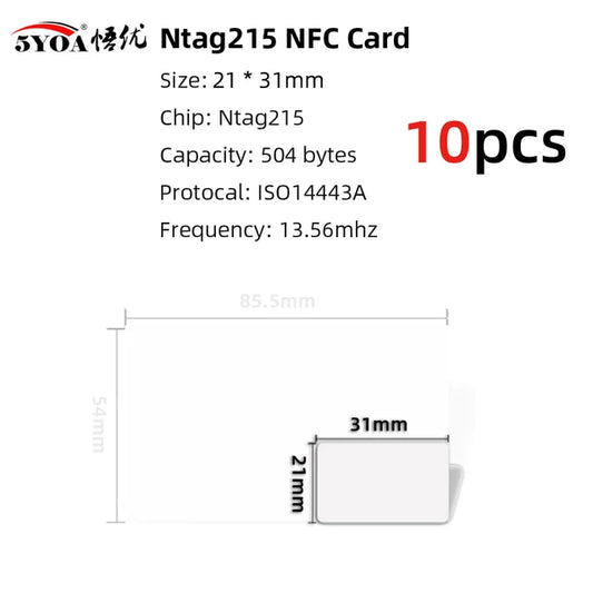 NFC Card Tag can written by Tagmo, works with Switch, available for all NFC mobile phones, 5YOA, NTAG215, 10PCs