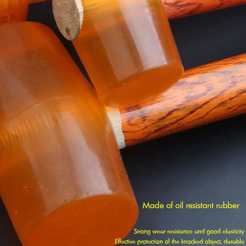 Martillo de trineo de goma con mango de madera, mazo para carpintería, martillo de goma suave de doble cara para el hogar, 1 ud.