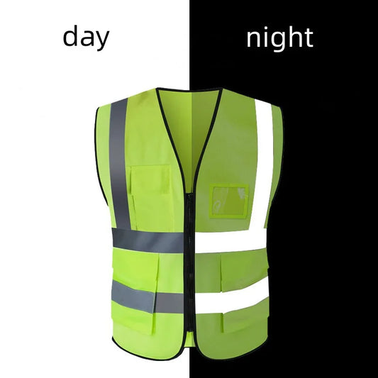 Chaleco reflectante de seguridad Unisex, multibolsillo, transpirable, uniforme Visible, tráfico, ferrocarril, mineros de carbón, carreras, correr, trabajo