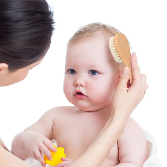 Cepillo de lana para bebé recién nacido, cepillo de madera para bebé, cepillo para el cabello para recién nacido, masajeador de cabeza para bebé, peine portátil para bebé, cepillo para el baño, peine nuevo