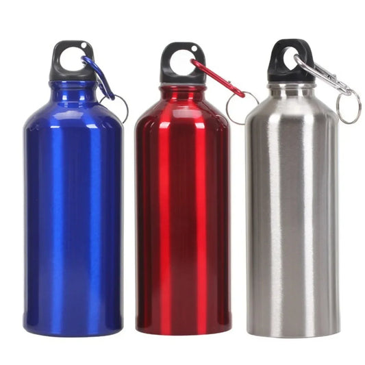 Botella de agua de aluminio de 400 ml, 500 ml y 600 ml, ideal para actividades al aire libre, para hacer ejercicio, hacer deporte, beber agua con tapa, fácil de transportar.
