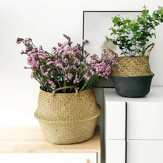 Seaweed Wicker Basket Rattan Hanging Flowerpot Dirty Clothes Storage WF1015