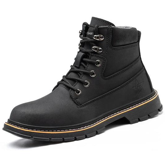 work shoes for men waterproof safety shoes man anti spark leather boots man anti puncture anti slip welder shoe black work shoes