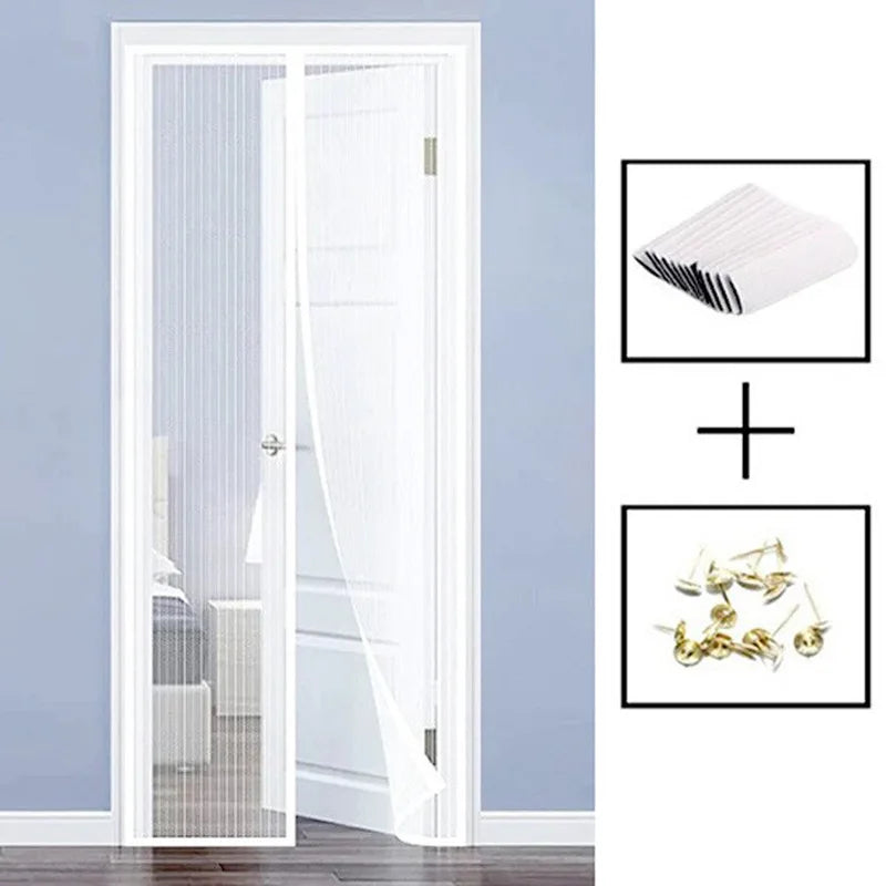 Magnetic soft gauze door curtain, no need to wear magnetic strips, summer mosquito proof door curtain, encrypted embroidery scre