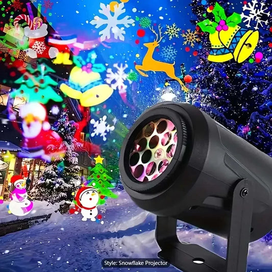 Multi-dynamic 16 Patterns Christmas Projection Lamp Rotating USB Powered LED Fairy Light Outdoor Stage Projector Ceiling Decor