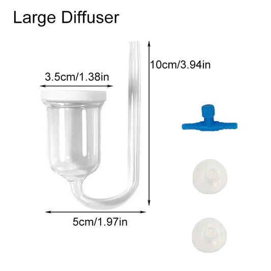 CO2 Diffuser for Aquarium Bubble Reactor CO2 System Atomizer for Fish Tank Live Plants Water Grass Grow Refiner with Suction Cup