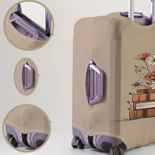 Book and daisy patterned luggage protection case, suitable for 18-32 inch luggage cases, luggage handle gloves, travel accessori