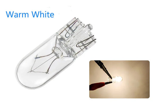 10 X White T10 W5W 501 194 Clear Signal Lamp Glass 12V 5W Warm White W2.1x9.5d Single Filament Car Bulb Auto Light