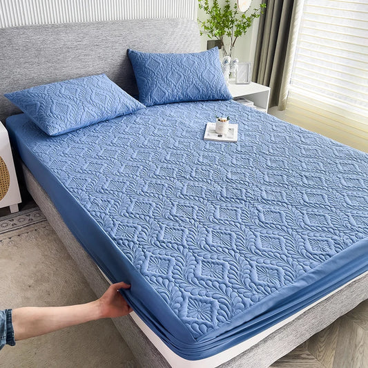 Waterproof Mattress Protector Thicken Fitted Bed Sheet Breathable & Noiseless Mattress Pad for Twin/Double/Queen/King Size Beds