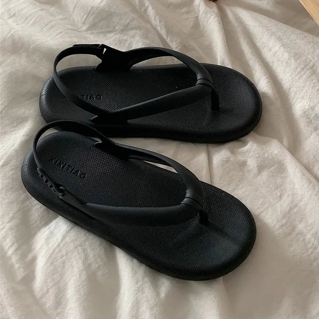 Sandalias de verano para mujer, color sólido, plataforma, impermeables, para exteriores, playa, chanclas para mujer