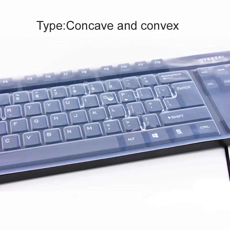 Protector de silicona universal para teclado, funda protectora para PC de escritorio, transparente, de gel de sílice, cóncavo y resistente a golpes.