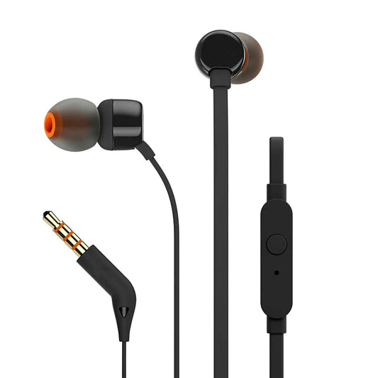 New T110 3.5mm Wired Earphones True Stereo Music Deep Bass Earbuds Sports Headset In-line Control Handsfree with Microphone