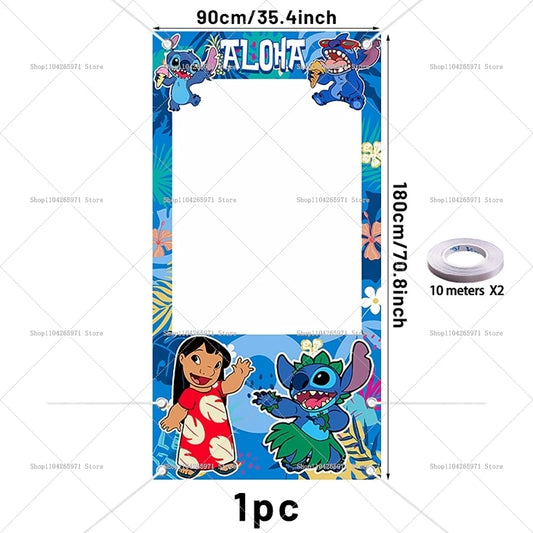 Disney Lilo And Stitch Photo Booth Frame Props Children's 1st Birthday Party Shooting Background Props Baby Party Decoration