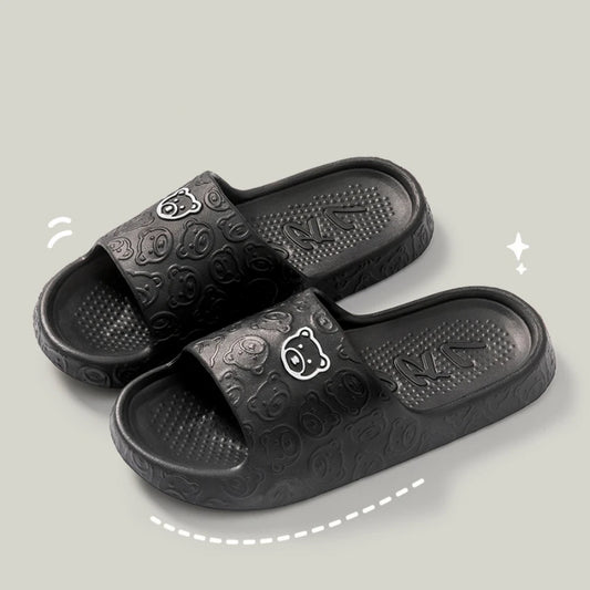 Summer Women Casual Slippers Cute Bear Indoor Soft Sole Outdoor Non-slip Air Cushion Lightness Men Fashion Flat Shoes