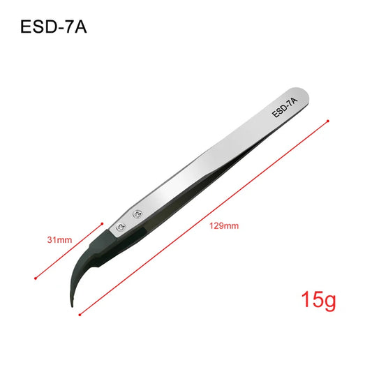 Anti-Static Industrial Tweezers, Precision Hand Tools Sets, Electronics, Curved, Straight Tip, Stainless, DIY Forceps, Phone Repair