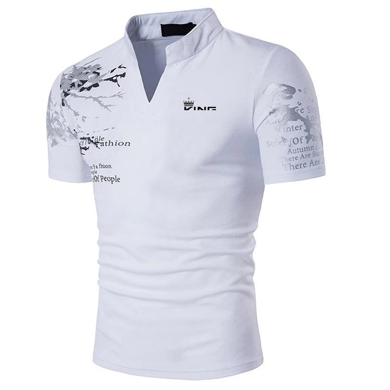 Camisa polo masculina camisa de golfe estampas gráficas com decote em v ao ar livre rua manga curta impressão roupas esportes moda streetwear designer