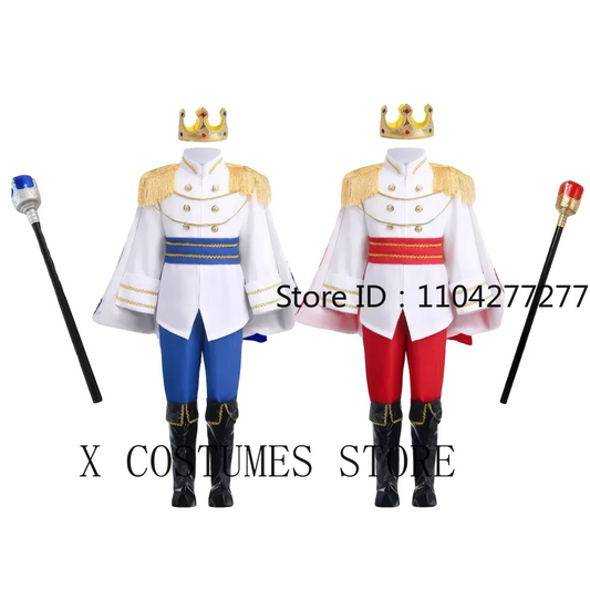 Boy's King Prince Cosplay Costume Prince Crown Scepter Cloak Royalty Suit Halloween Birthday Carnival Costumes Fancy Dress Up