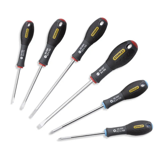 STANLEY Slotted Screwdriver Set with large diameter handle, reinforced tool holder, comfortable grip and durability, 65-428-14 meters