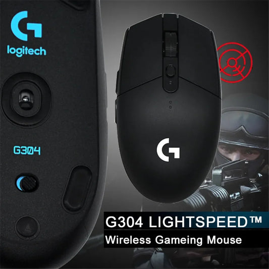 Ratón inalámbrico para juegos Logitech G304 Lightspeed original, sensor Hero 12K, 12 000 DPI, 6 botones programables, compatible con PC y macOS.