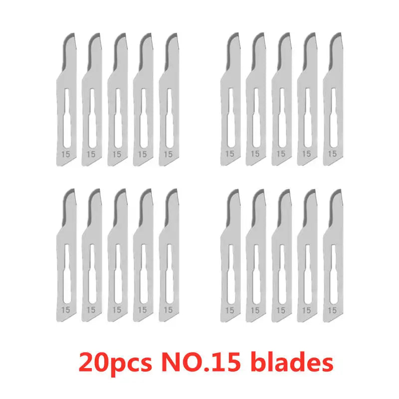 20-100pcs NO.10-15C Carbon Steel Carving Metal Scalpel Blades Handle DIY Cutting Repair Animal Surgical Knife Tool Box Non Slip