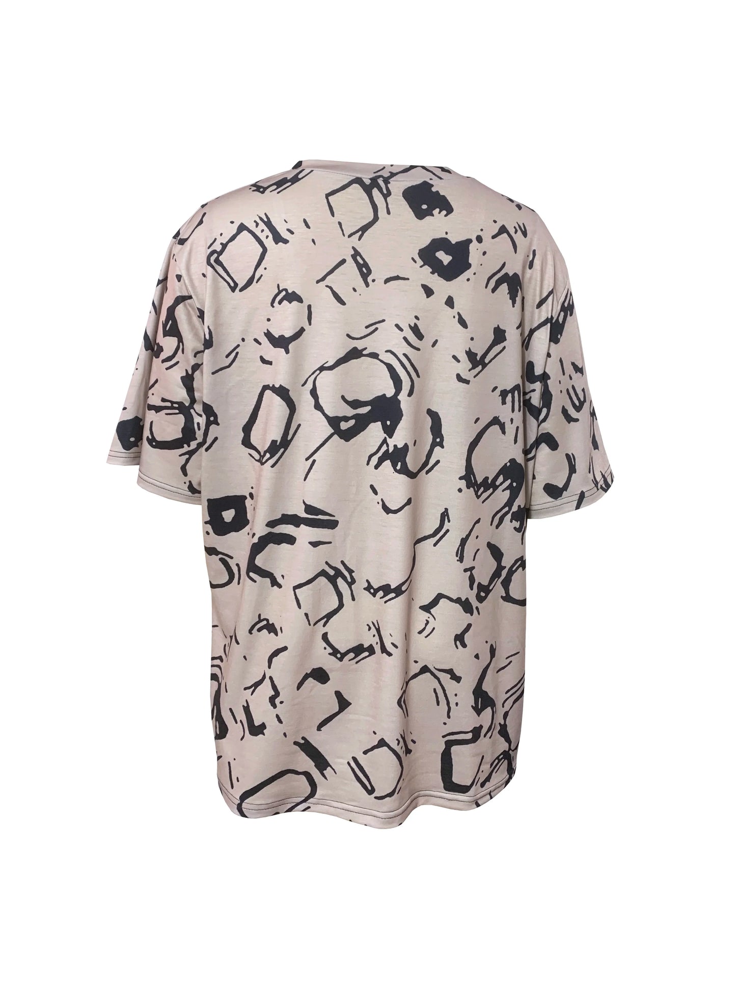 Camiseta informal de manga corta con cuello en V y estampado integral para mujer, talla grande, ropa de verano y primavera