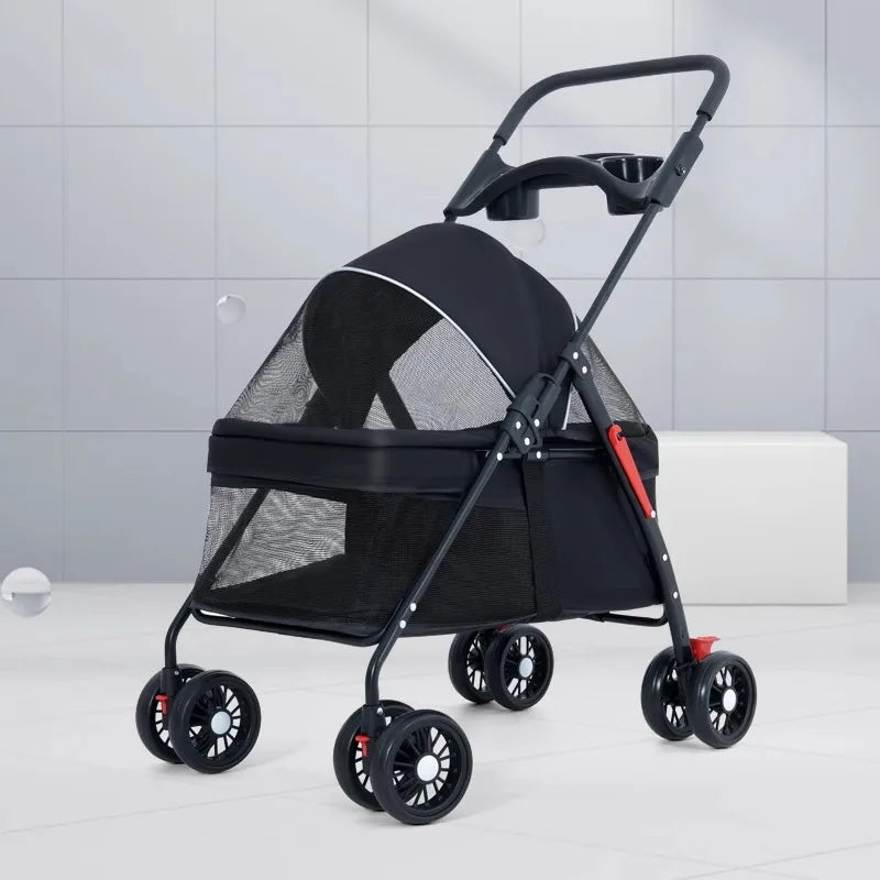 Carrito ligero para mascotas, para gatos, perros pequeños, para pasear, ir de compras, de doble uso, para ositos de peluche, para pasear a bebés, con amortiguación y espacio grande, para animales pequeños.